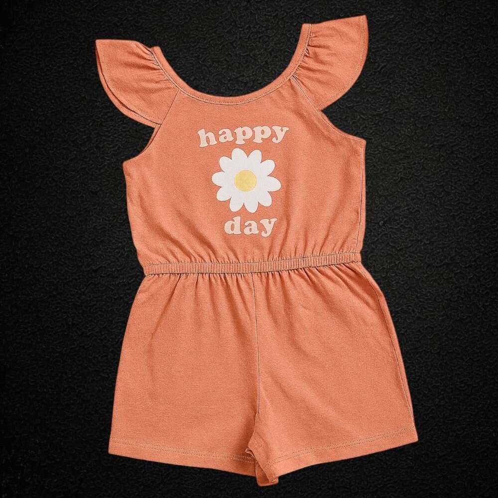Primark-Girls Summer Pull-on Rompers-Happy Day Daisy Print-Sizes 2T 5T 6/7 & 7/8